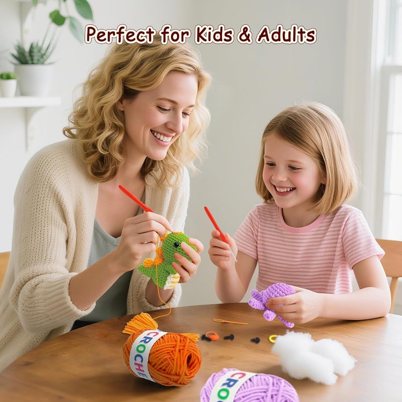 Allaugh Crochet Kit for Beginners Kids: 6pcs Cute Animal Crochet Set Knitting Gift for 8-12 Year Old - Easy to Learn with Step-by-Step Video Tutorials Hook Yarn for Crocheting - DIY Birthday Presents - Image 3